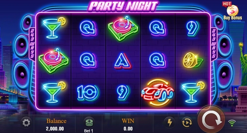 Slot Party Night, apostas, cassino online, jogos de azar, diversã